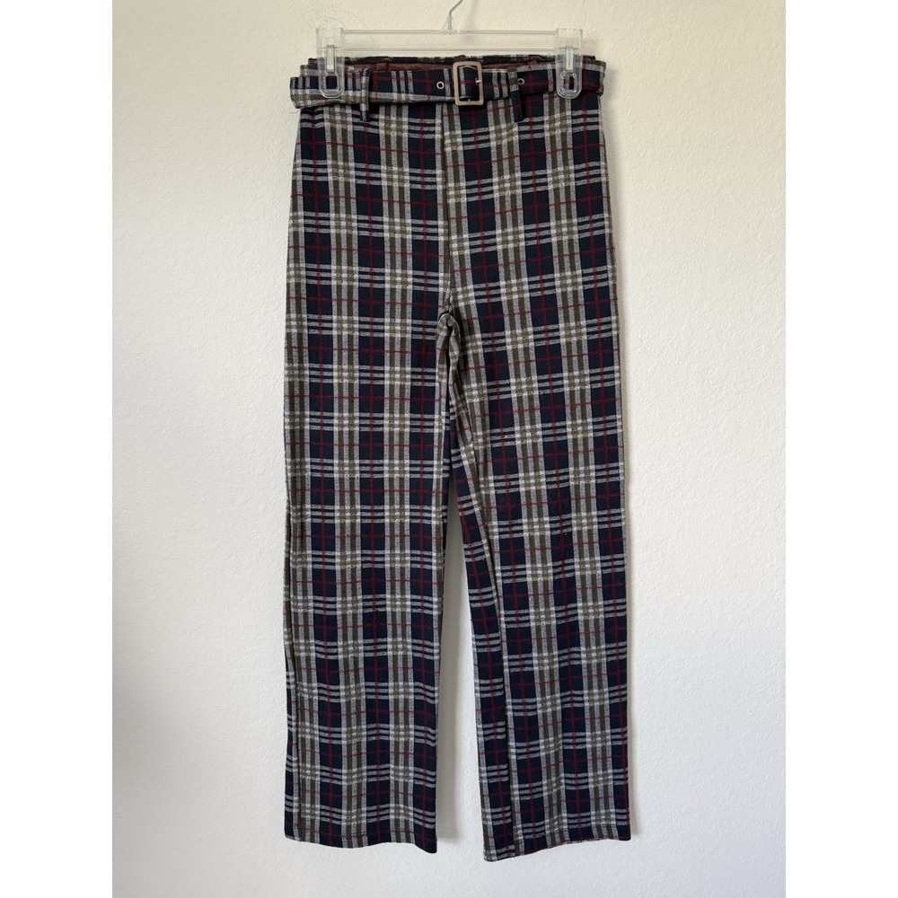 Free People Womens Modern Love High Waist Pull On Plaid Knit Trouser Pants XS